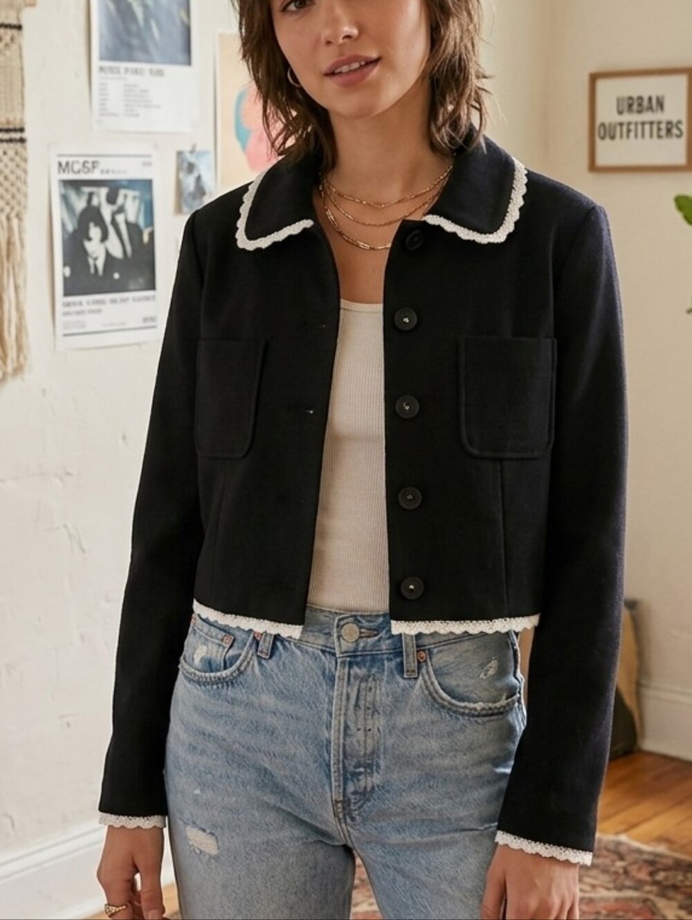 Kimchi Blue Crop Blazer Jacket - Size M - Like New